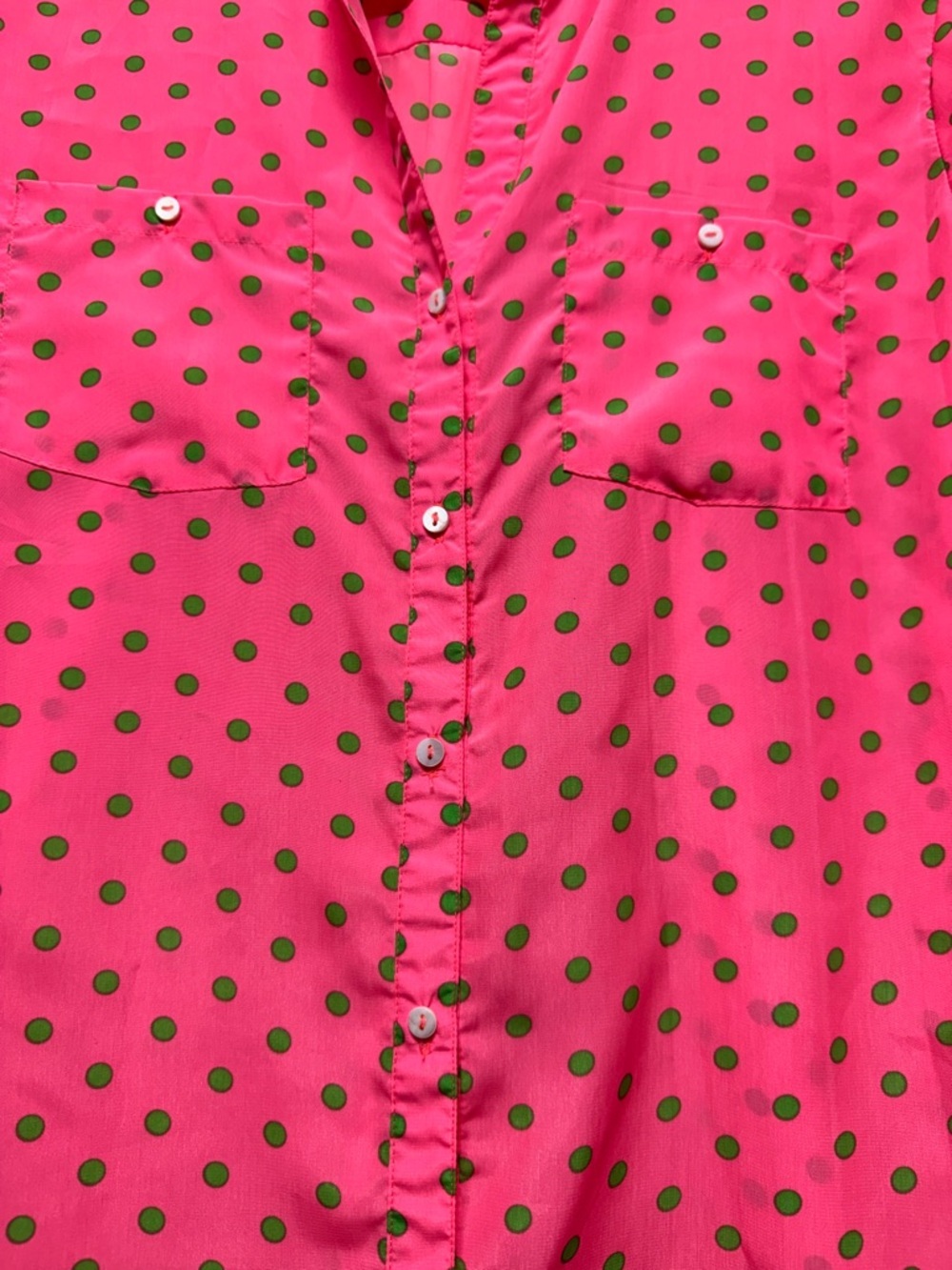Kut from the Kloth Pink Shirt with Green Polka Dots - Picture 3 of 4